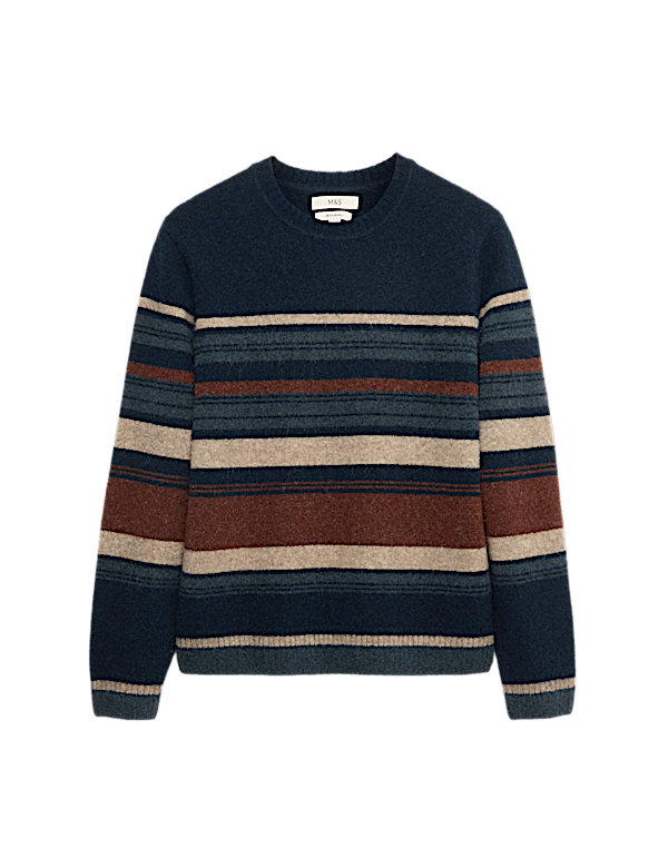 Hazy Striped Crew Neck Jumper with Wool
