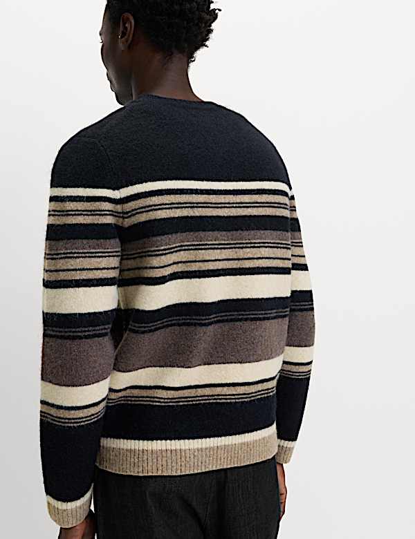 Hazy Striped Crew Neck Jumper with Wool - LT