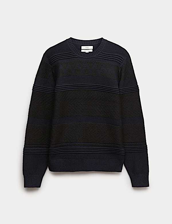 Textured Crew Neck Jumper with Wool - PL