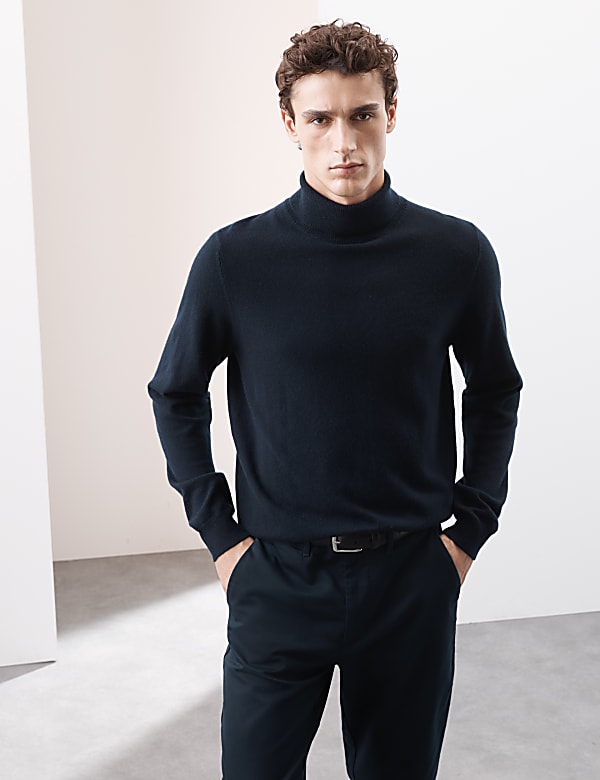 Pure Cashmere Roll Neck Jumper DARK NAVY Jumpers M S IT