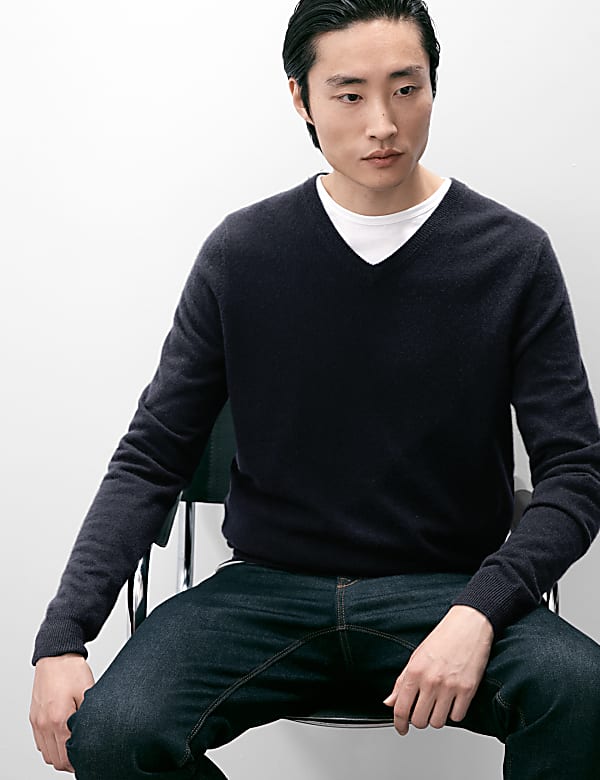 Pure Cashmere V-Neck Jumper - US
