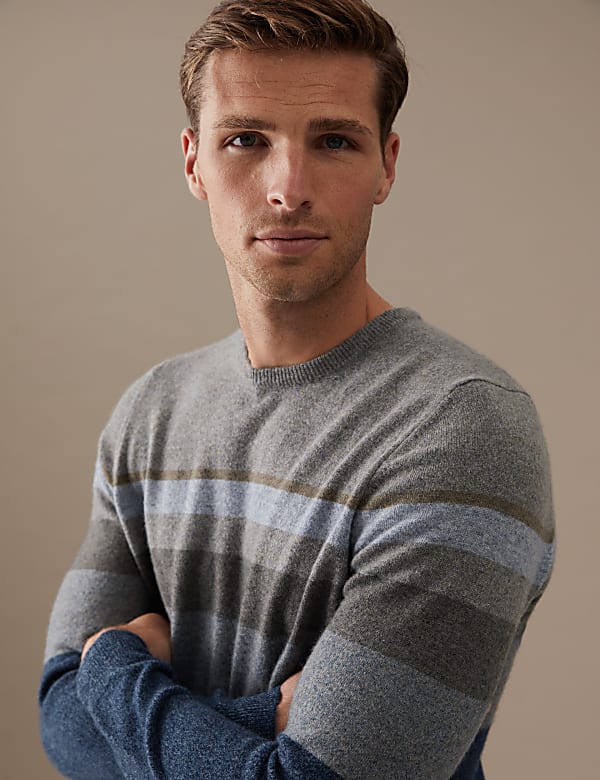 Pure Cashmere Striped Crew Neck Jumper