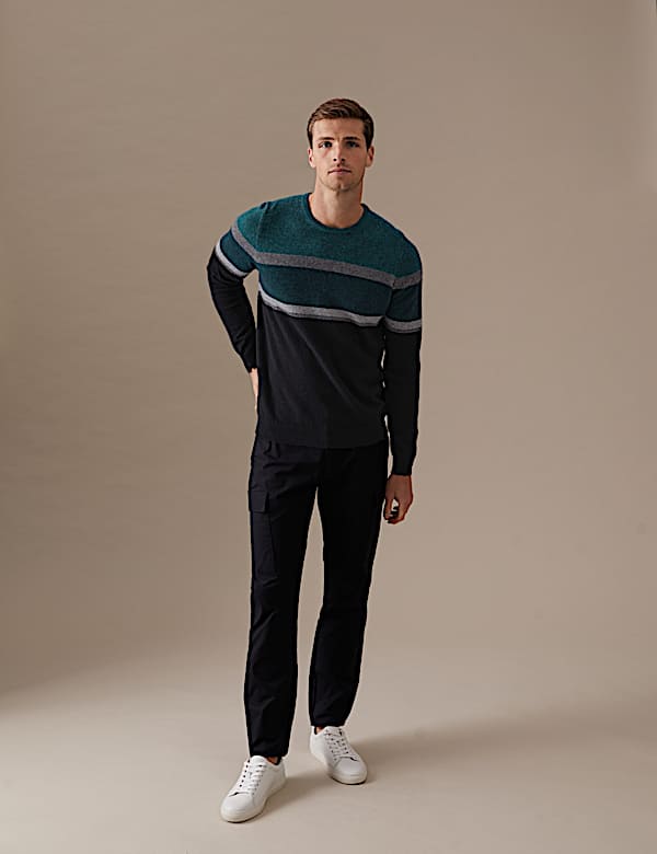 Pure Cashmere Striped Crew Neck Jumper