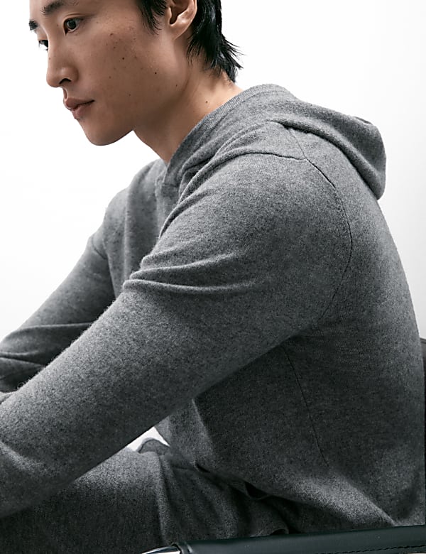 Pure Cashmere Knitted Hoodie GREY Hoodies M S MY