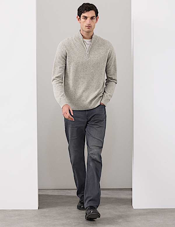 Pure Cashmere Half Zip Jumper - US