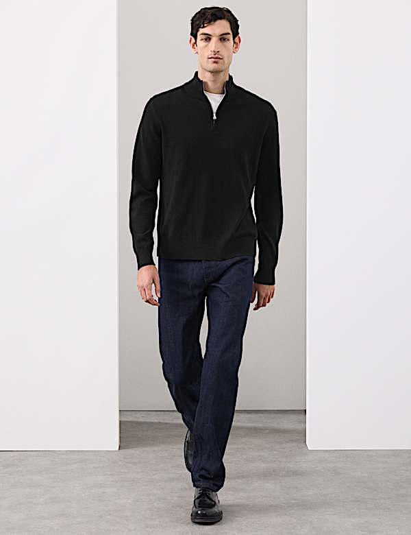 Pure Cashmere Half Zip Jumper - US