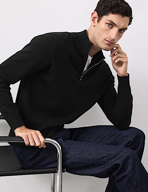 Pure Cashmere Half Zip Jumper - US