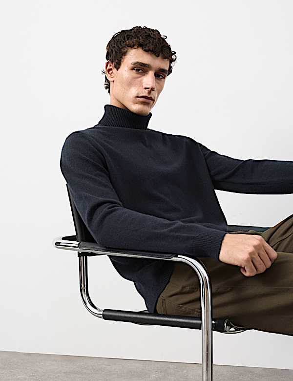Pure Cashmere Roll Neck Jumper - US