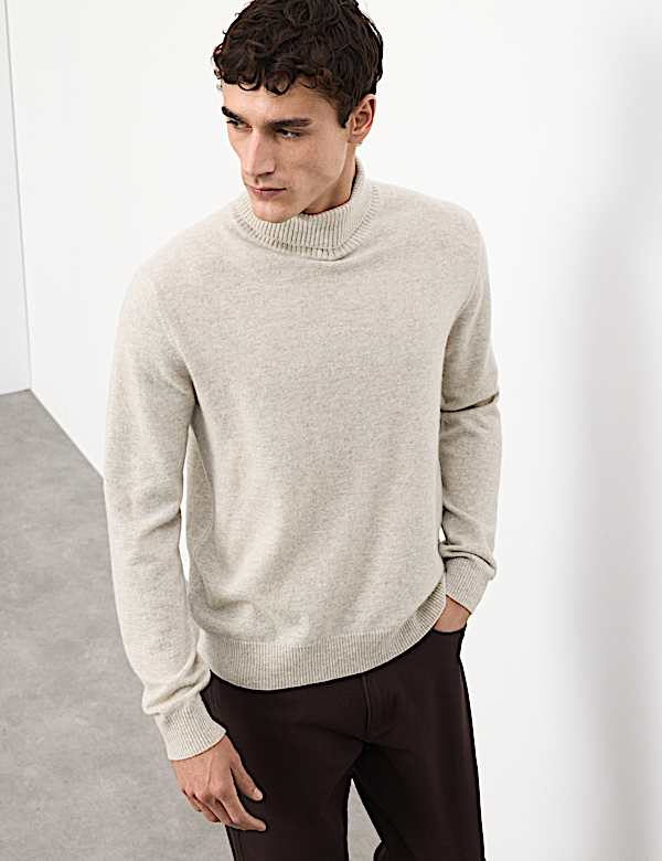 Pure Cashmere Roll Neck Jumper - HU