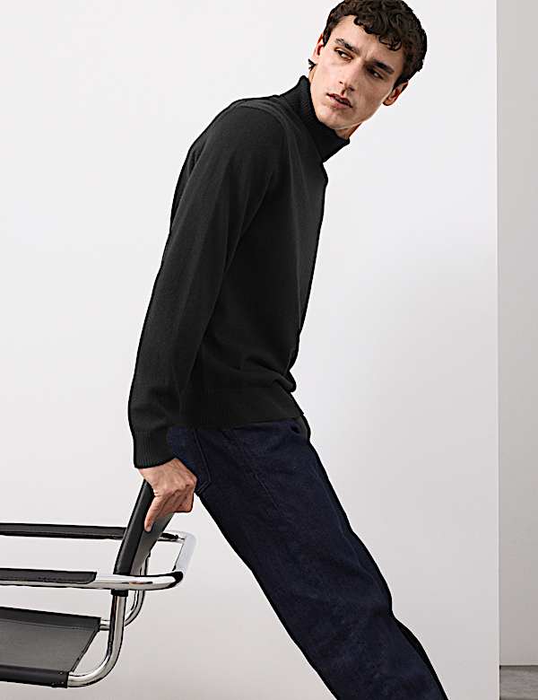 Pure Cashmere Roll Neck Jumper - US