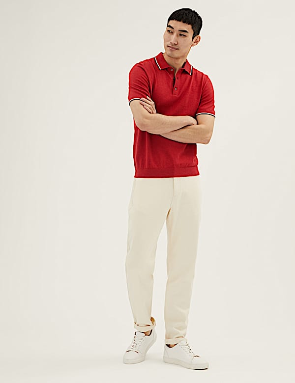 Cotton Rich Tipped Knitted Polo Shirt