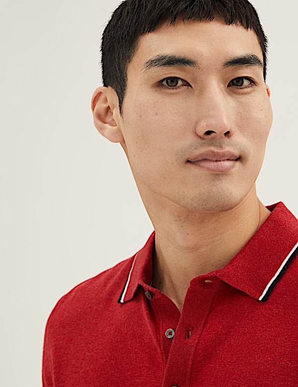 Cotton Rich Tipped Knitted Polo Shirt