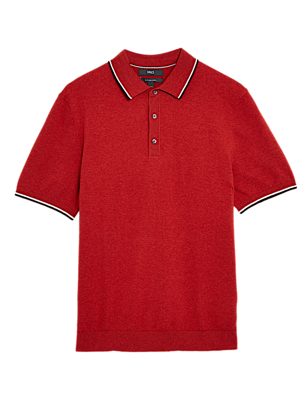 Cotton Rich Tipped Knitted Polo Shirt