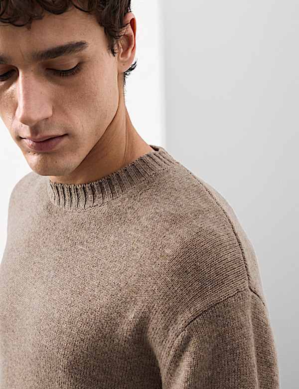 Cashmere and Wool Blend Crew Neck Jumper - LU