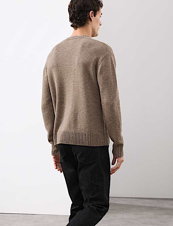 Cashmere and Wool Blend Crew Neck Jumper - LU