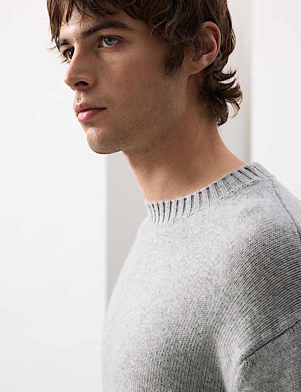 סריג מתערובת צמר וקשמיר עם צווארון עגול - IL