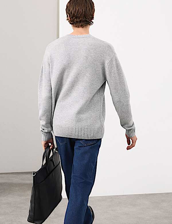 סריג מתערובת צמר וקשמיר עם צווארון עגול - IL