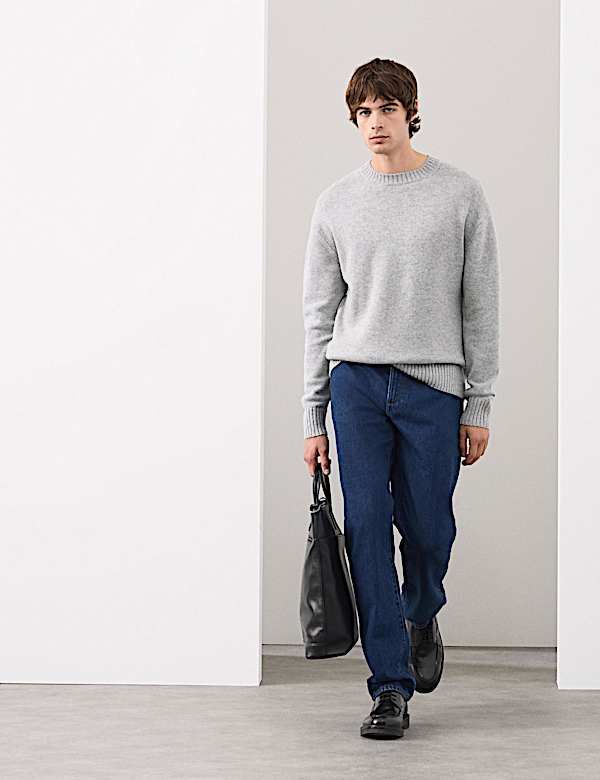 סריג מתערובת צמר וקשמיר עם צווארון עגול - IL