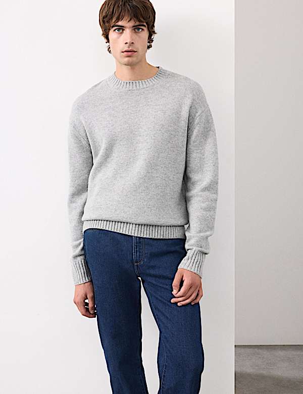 סריג מתערובת צמר וקשמיר עם צווארון עגול - IL