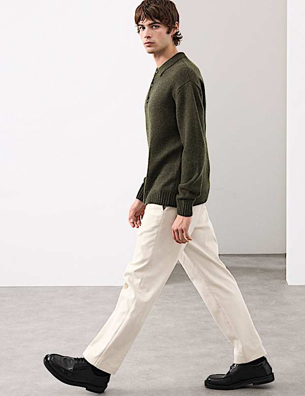 Cashmere and Wool Blend Relaxed Polo Jumper - AL