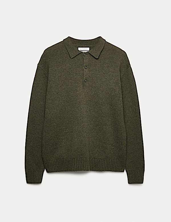 Cashmere and Wool Blend Relaxed Polo Jumper - AL
