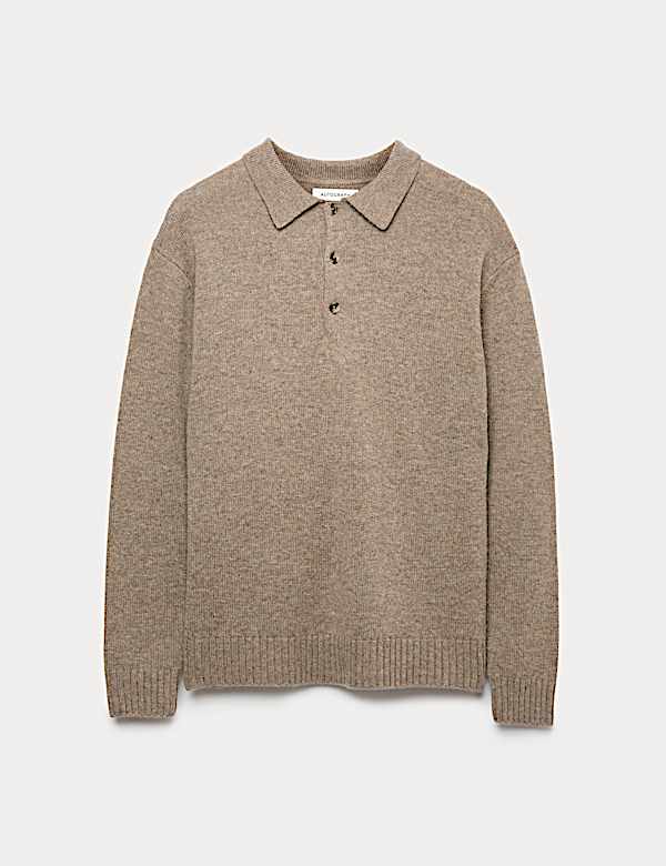 סריג פולו בגזרה נינוחה מתערובת צמר וקשמיר - IL