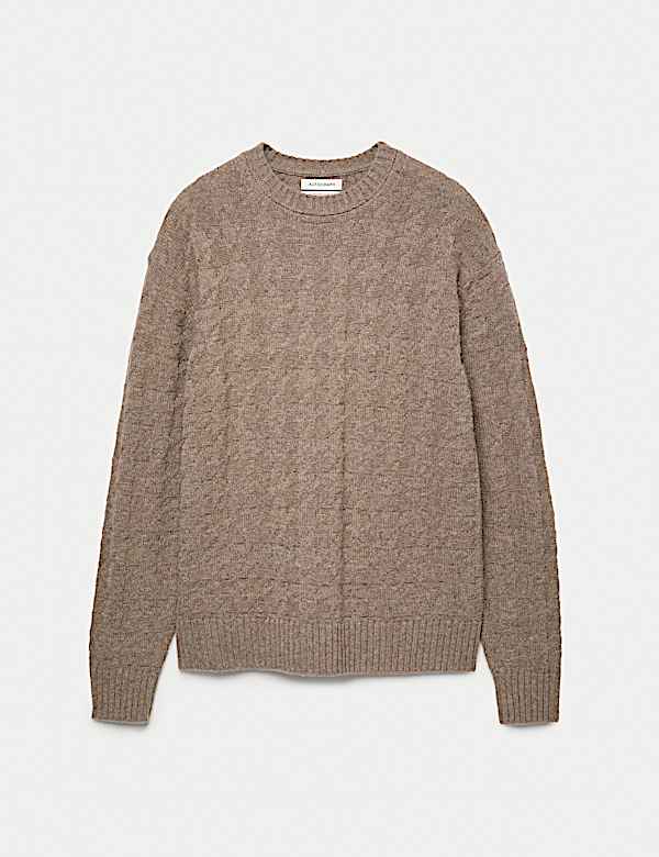 סוודר מתערובת קשמיר בטקסטורה עם צווארון עגול - IL