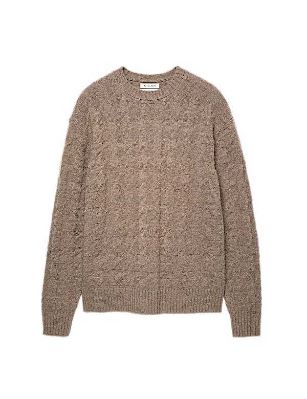 Cashmere Blend Textured Crew Neck Jumper