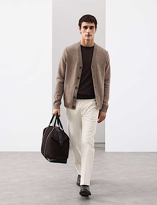 קרדיגן בסריגה עבה מתערובת קשמיר וצמר - IL