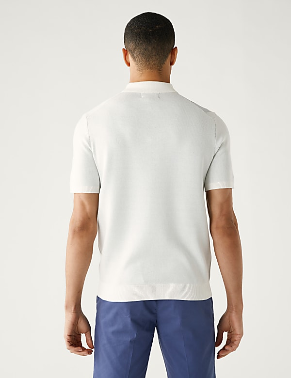 Cotton Rich Arygle Knitted Polo Shirt