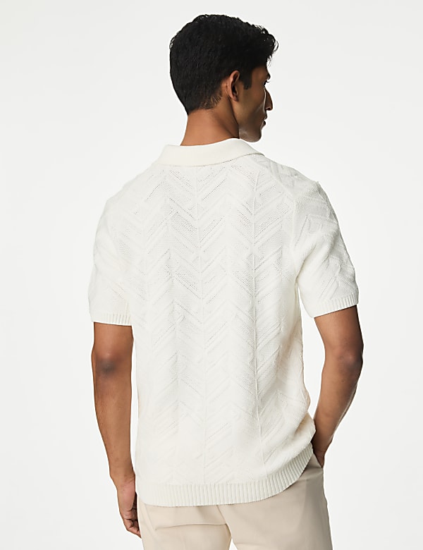 Cotton Rich Open Neck Knitted Polo Shirt - KG