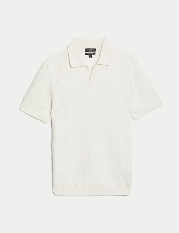 Cotton Rich Open Neck Knitted Polo Shirt - KG