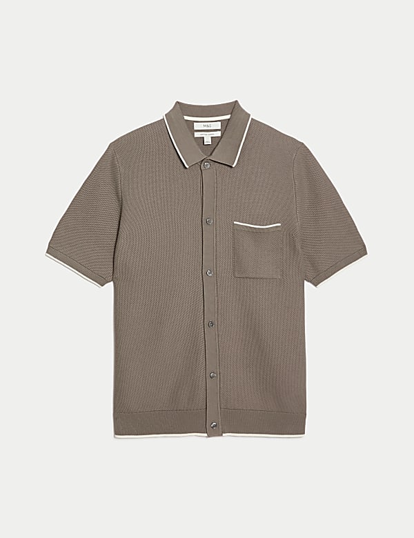 Cotton Rich Short Sleeve Knitted Polo Shirt - ID