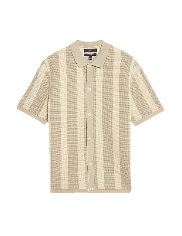 Cotton Rich Striped Knitted Polo Shirt