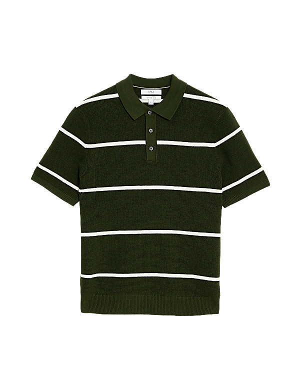 Cotton Rich Striped Knitted Polo Shirt