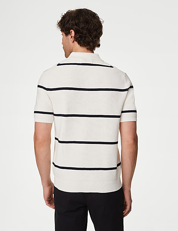 Cotton Rich Striped Knitted Polo Shirt