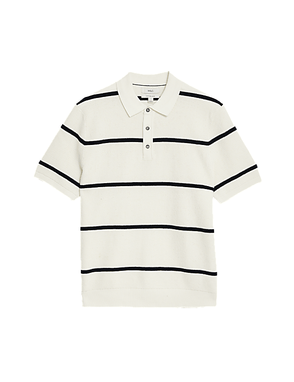 Cotton Rich Striped Knitted Polo Shirt