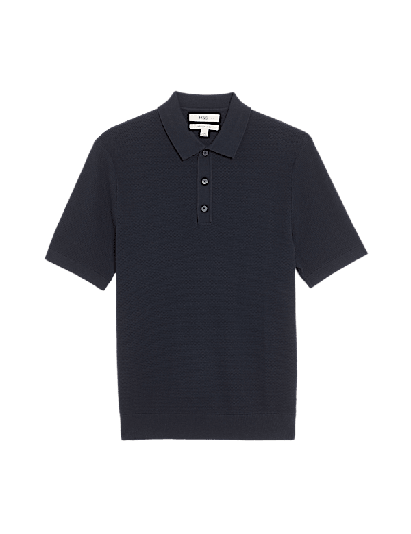 Cotton Rich Textured Knitted Polo Shirt