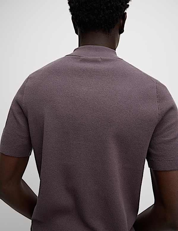 Cotton Rich Textured Knitted Polo Shirt