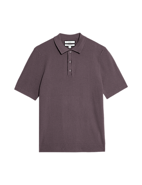 Cotton Rich Textured Knitted Polo Shirt