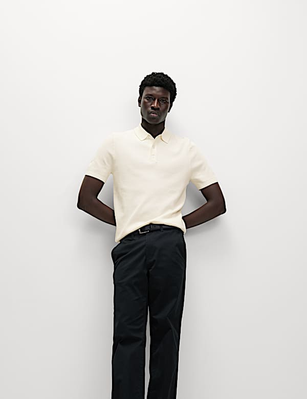 Cotton Rich Textured Knitted Polo Shirt