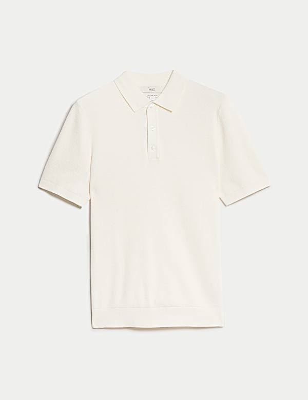 Cotton Rich Textured Knitted Polo Shirt - BE