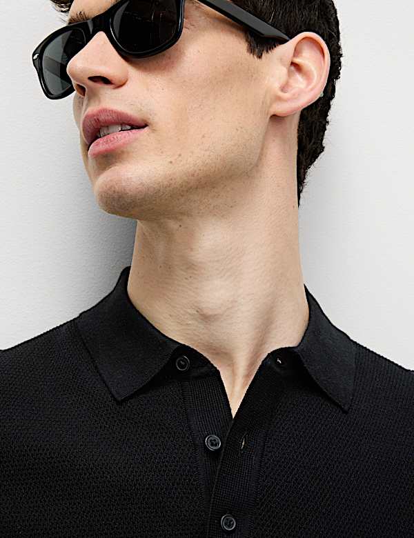 Cotton Rich Textured Knitted Polo Shirt - AL