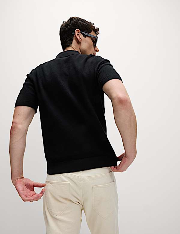 Cotton Rich Textured Knitted Polo Shirt - AL