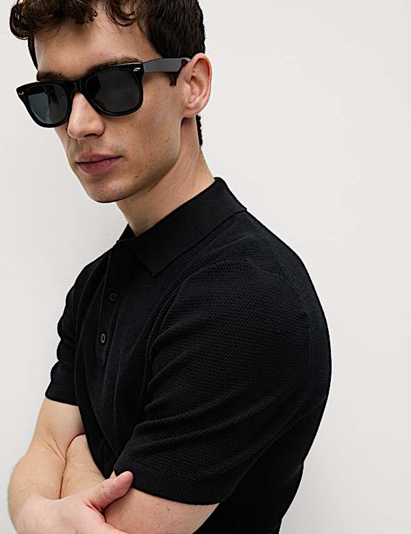 Cotton Rich Textured Knitted Polo Shirt - AL