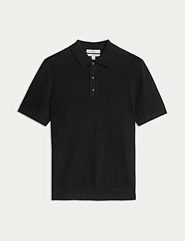 Cotton Rich Textured Knitted Polo Shirt - AL