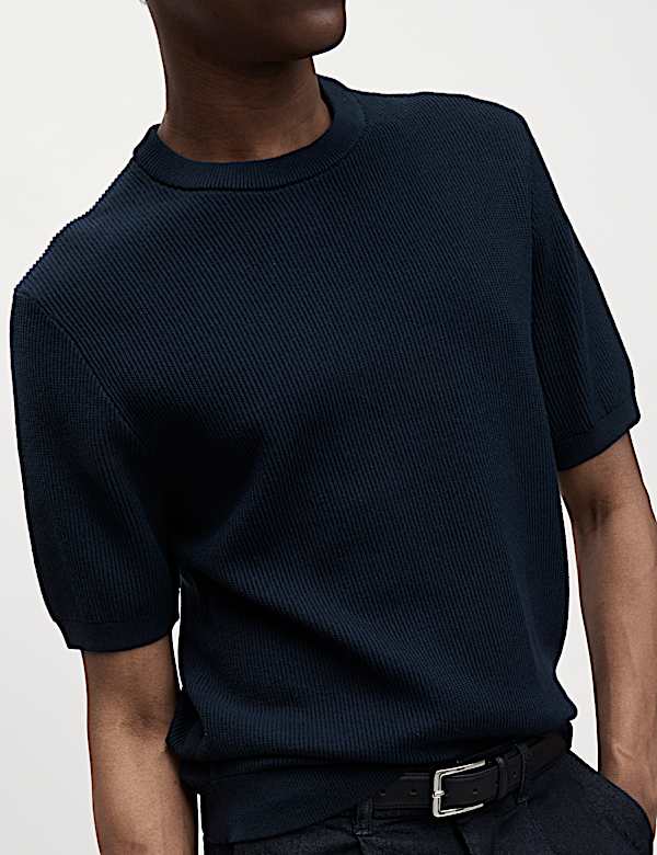Cotton Rich Textured Knitted T-Shirt - US