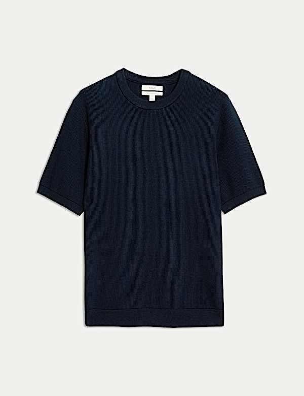 Cotton Rich Textured Knitted T-Shirt - US