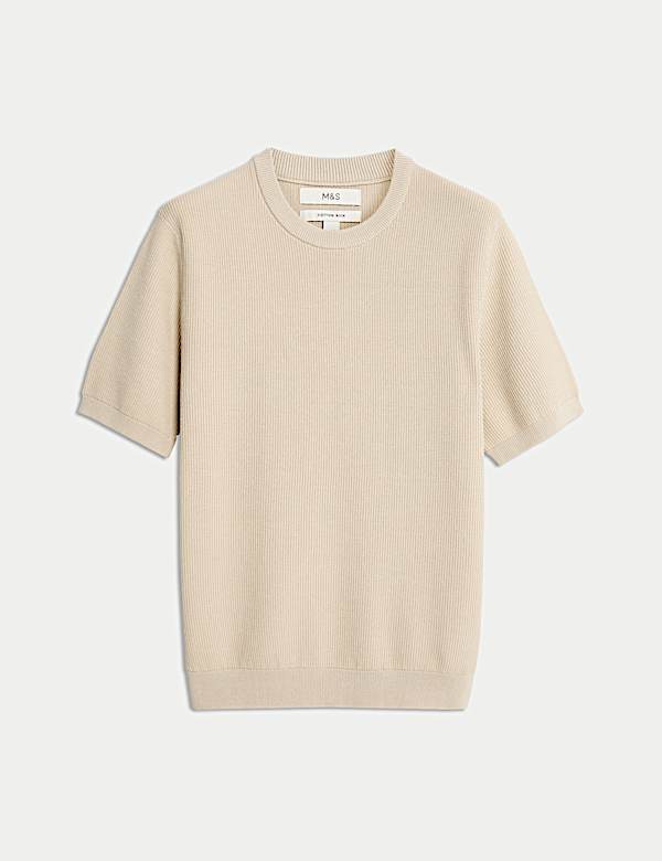 Camiseta de algod&oacute;n de punto texturizada - ES