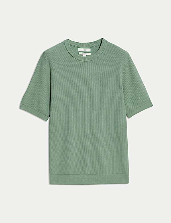 Cotton Rich Textured Knitted T-Shirt - SK